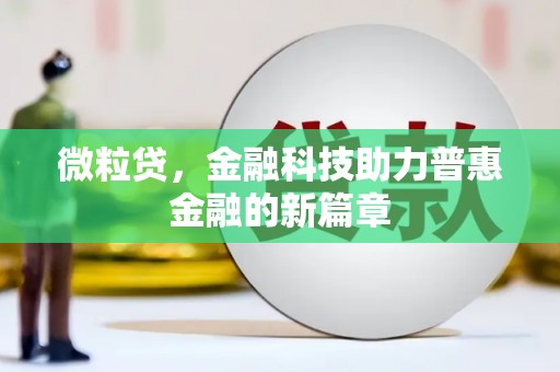 孟村微粒贷，金融科技助力普惠金融的新篇章