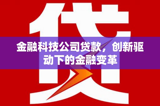 孟村金融科技公司贷款，创新驱动下的金融变革