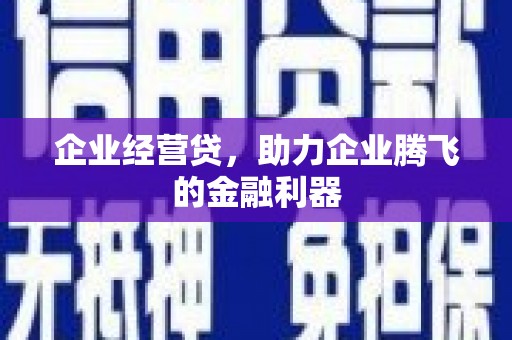 孟村企业经营贷，助力企业腾飞的金融利器