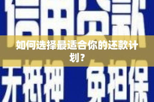 孟村如何选择最适合你的还款计划？