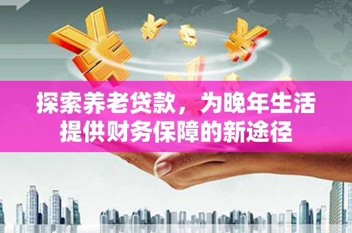 孟村探索养老贷款，为晚年生活提供财务保障的新途径