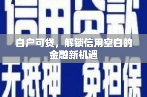 孟村白户可贷，解锁信用空白的金融新机遇