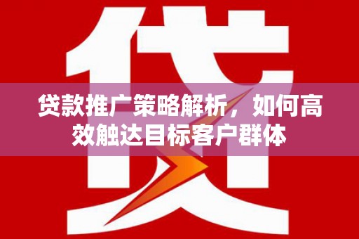 孟村贷款推广策略解析，如何高效触达目标客户群体