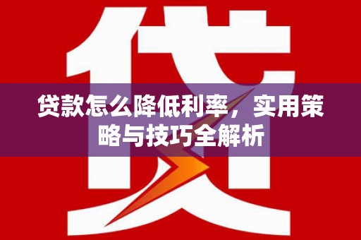 孟村贷款怎么降低利率，实用策略与技巧全解析
