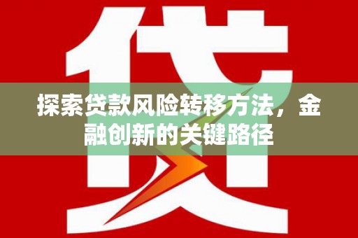 孟村探索贷款风险转移方法，金融创新的关键路径