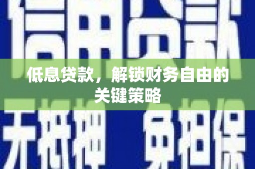 孟村低息贷款，解锁财务自由的关键策略