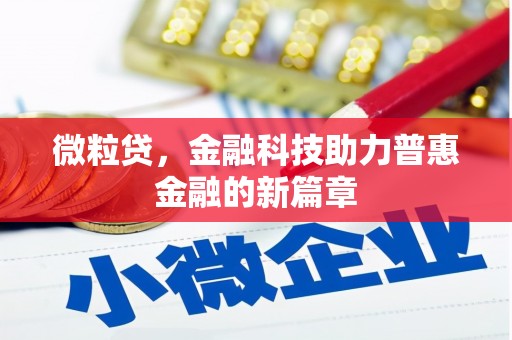 孟村微粒贷，金融科技助力普惠金融的新篇章
