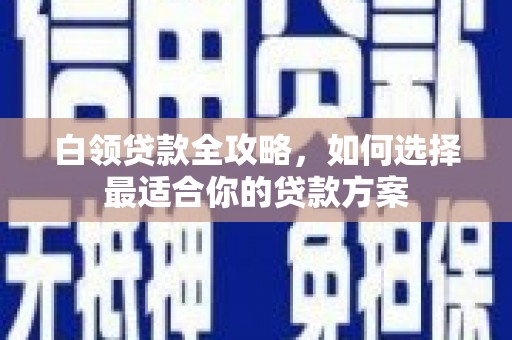 孟村白领贷款全攻略，如何选择最适合你的贷款方案